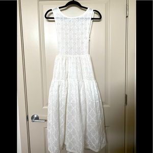 Open back embroidered white dress